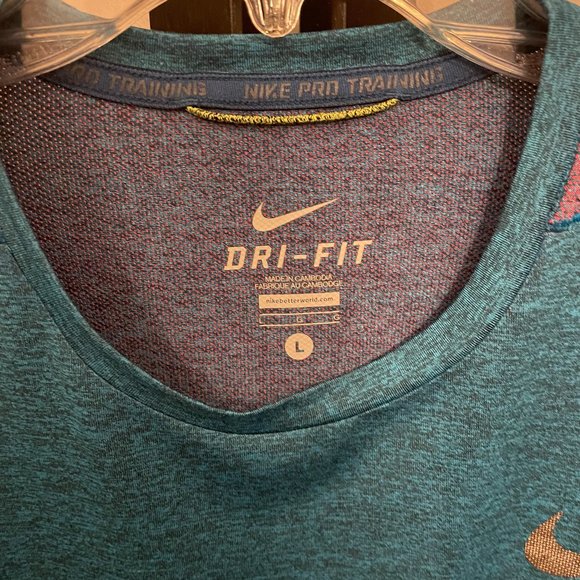 Men's Nike Pro Training Heather Teal Dri-Fit Long Sleeve - Picture 3 of 6